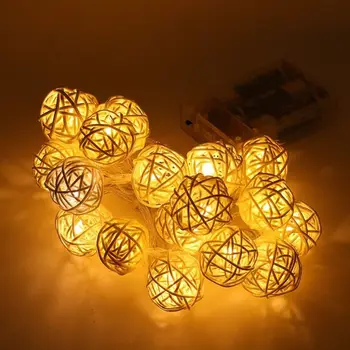 

20LED Rattan Ball Battery String Fairy Lights Xmas Party Wedding Lamp
