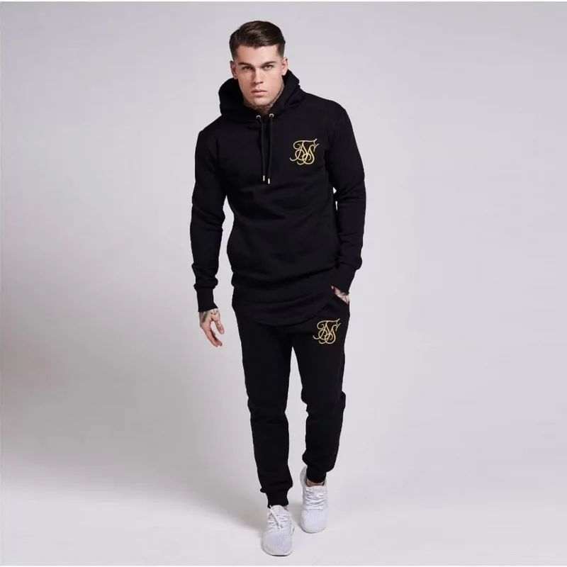 

Men's Fashion Weight lifting brand clothing Sik Silk embroidery Hoodie men's casual Bodybuilding leisure suit Breathable