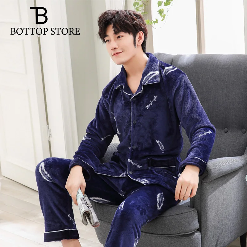 

Men Pyjamas Male Velvet Sleep Suits Set Mens Sleepwear Man Winter Pajamas Set Young Night Wear Sleeping Clothes Nightgowns pyja