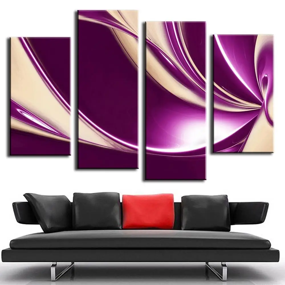 

4 Pcs/Set Modern Abstract Oil Painting Combined Canvas Home Room Decor Wall Art Picture Plum Beige Digital Abstract Poster