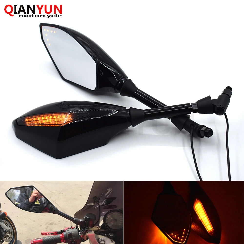 

Universal 10 mm motorcycle LED turn signal rear view mirror side mirror For SUZUKI GSXR1300 GSX650F GSF650 BANDIT GSX1250 F/SA