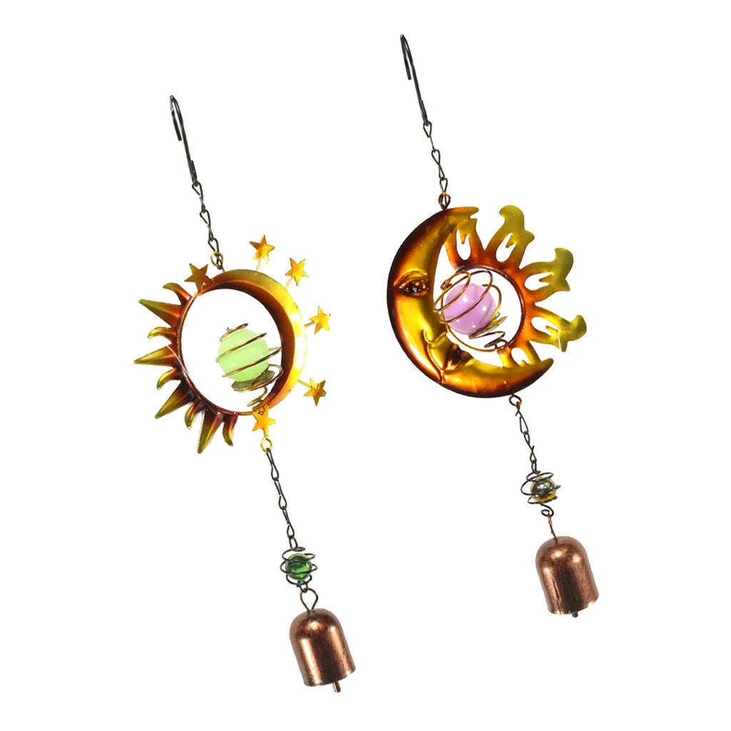 Outdoor 3D Metal Wind Spinner Hanging Spinner Spiral Tail Glass Ball Graden Home Decoratives