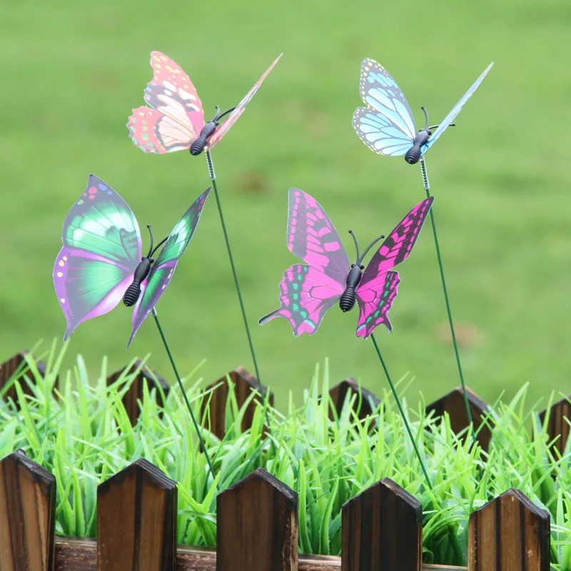 

20PCS/Set 3D Double Layer Butterfly Garden Decor Animals papillon Butterflies On Sticks mariposas Home Yard Lawn Garden Ornament