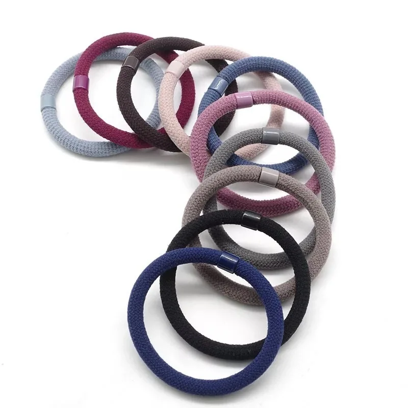 8pcs Women Girls High Elasticity Medium Thick Rolled Towel Hair Rope Candy Solid Color Rubber Band Ring Ponytail Holder