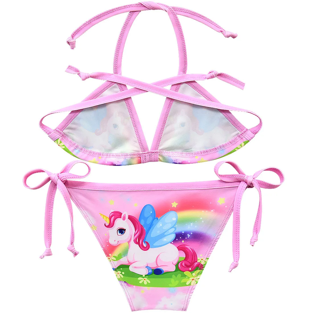 New Unicorn Girls Swimsuit Two Piece 3-12 Years Children's Swimwear Unicorn Bikini Set For Girl Swimming Beachwear G48-8073