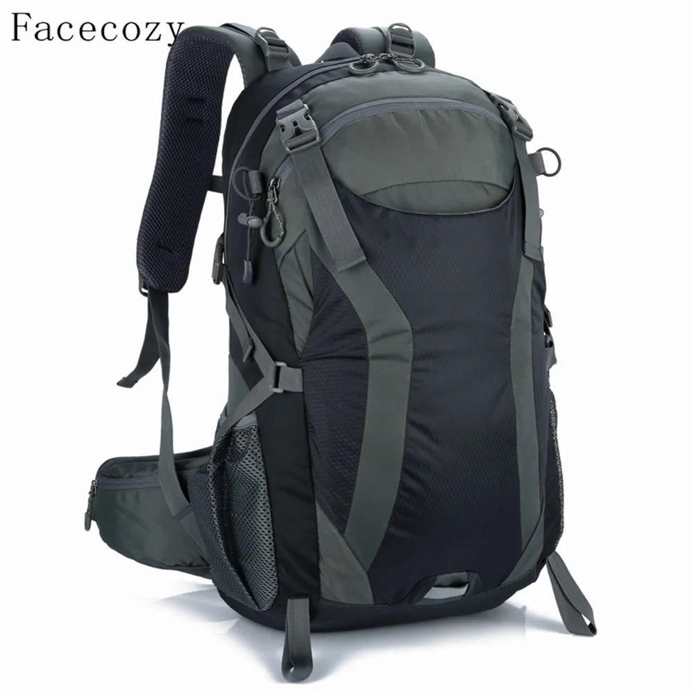 Facecozy, мужской и женский рюкзак для отдыха на природе, большая вместительность, унисекс, для альпинизма, туризма, путешествий, рюкзаки, водонепроницаемые спортивные сумки - Цвет: Black