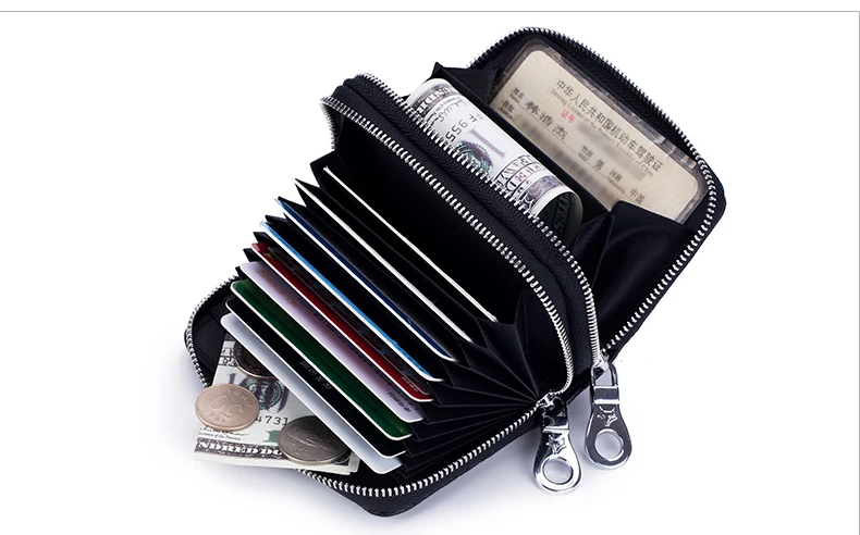 Lomelobo Lady Alligator Card Wallet Genuine Leather Girls Dual Zipper Coin Purse Women Card Holder Female Credit ID Cards Wallets HCL3257 Details (05)