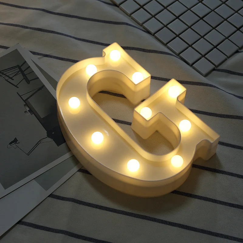 Letter Night Light Luminous LED 0-9 Number 26 English Alphabet Battery Lamp Brithday Wedding Party Christmas Decoration - Цвет: G