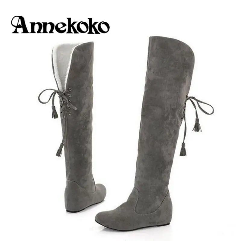 2017 Vintage Style Winter Snow Boots Height Increasing Over the Knee