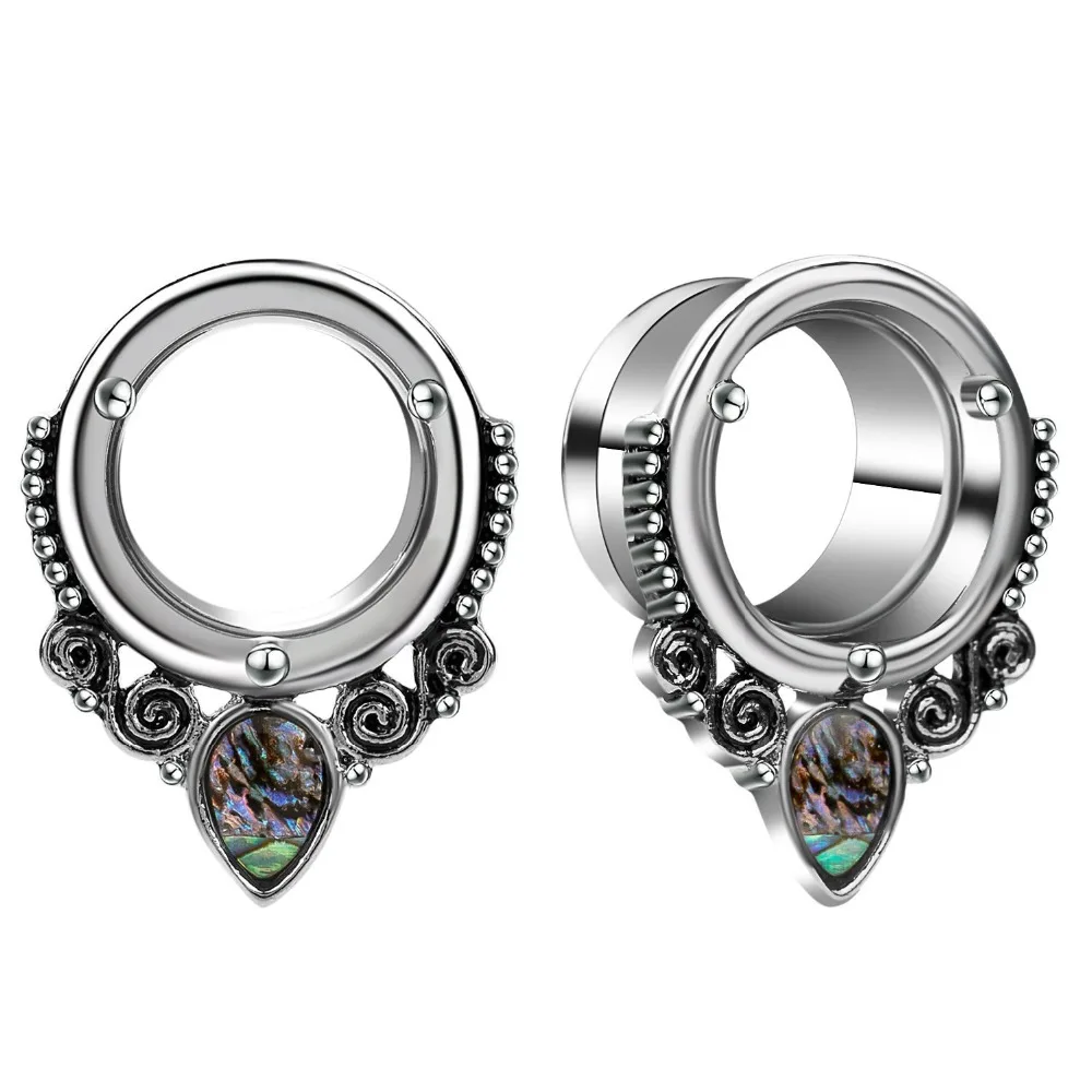 

MODRSA 1pair 6-25mm Vintage Water Drop Ear Gauges Hollow Shell Ear Plugs and Tunnels Ear Expender Body Piercing Jewelry