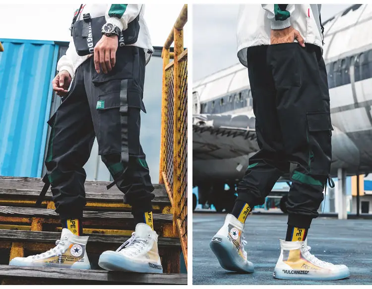 Cargo Pants Streetwear Hip hop Men Loose Joggers Sweatpants Plus size Track Pants Pocket Elastic Waist Ankle Length Trousers