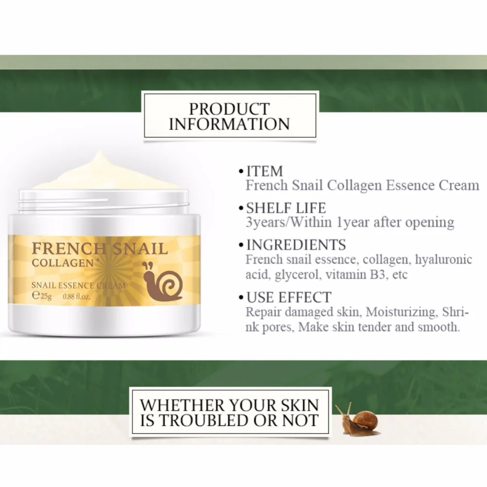 

Hyaluronic Acid Snail Face Cream Moisturizing Anti Wrinkle Anti Aging Collagen Repairing Day Cream Skin Care