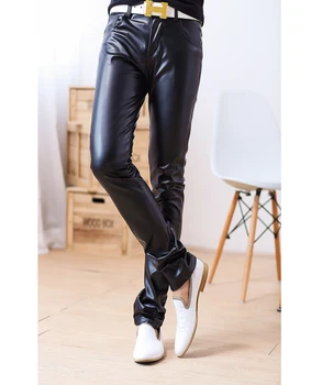 

2019 autumn and winter men 's leather pants Slim pants pants PU leather pants, casual
