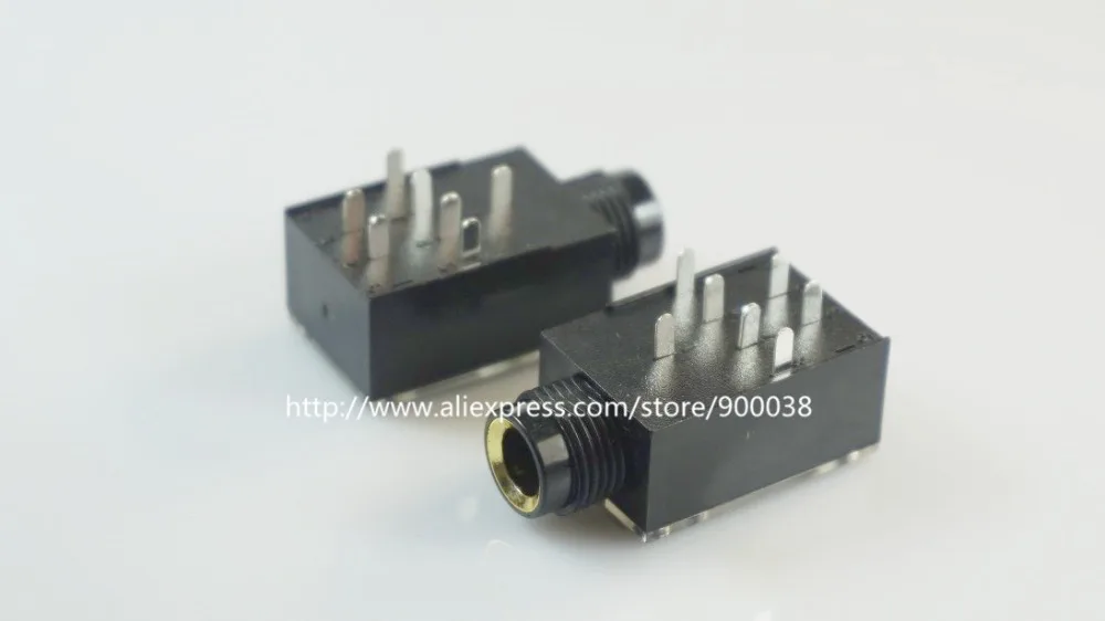 50pcs 0 250 6 35mm stereo phone Jack female Headphone Connector 3 conductor 7 contact through hole right Angle TRS Transparent