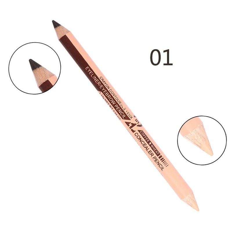 Двухглавый карандаш для глаз, Быстросохнущий карандаш для бровей, консилер, ручка двойного назначения, стойкий коричневый, черный TSLM1