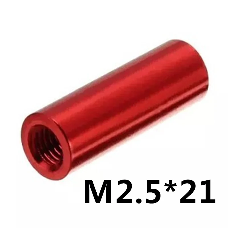 

20pcs M2.5*21 Aluminum F - F Round Long Nut Standoff Spacer Model Aircraft With Red Color D=4mm Anodized Column