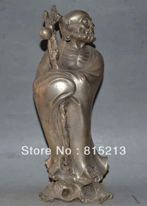 

bi00106 9.8" Chinese Silver Bronze BOD IDHARMA (Da Mo) Buddha Statue