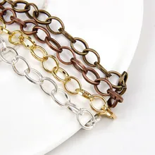 5 м/лот цепочки для ожерелья 1,2 мм плоские для самостоятельного изготовления ювелирных изделий золотого/серебряного цвета металлическая железная открытая цепочка для ожерелья, сумки