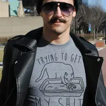 Футболки с принтом для мужчин и женщин, хлопковая футболка с коротким рукавом и круглым вырезом, футболка с изображением кошки, серые мужские футболки