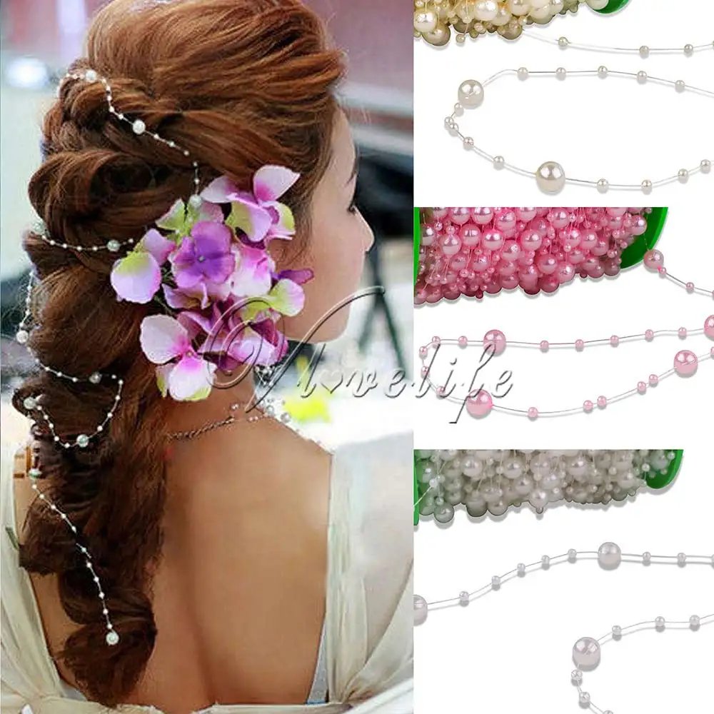 5 Meters Fishing Line Artificial Pearls Beads Chain Garland Flowers
