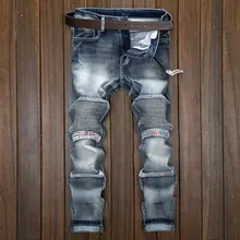 Mens Jeans brand selling Straight Ripped Jeans For Men Zipper Fly Denim Jeans Men Fashion Designer Pants Blue Jeans Homme 28-38