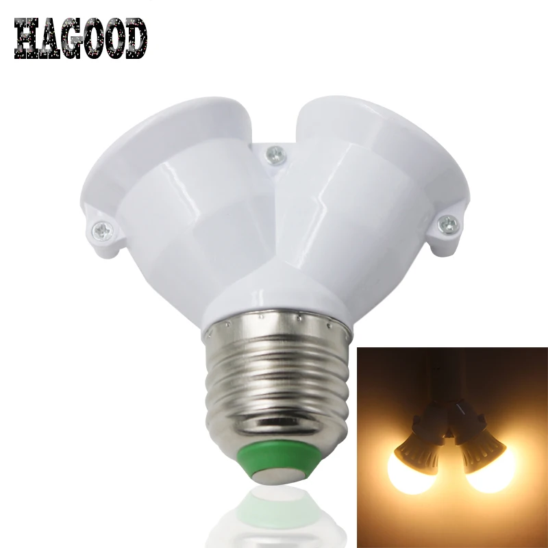 

Free Shipping 1 to 2 Lamp Holder Double E27 Socket Base Extend Splitter Halogen Light Bulb Copper Contact Adapter Converter