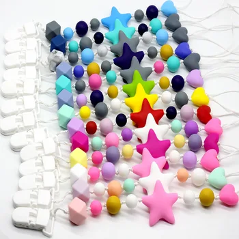 

Personalised Baby Silicone Teether Pacifier Clip Holder Five-pointed star Chew Toy BPA Free Teething Safe Baby Shower Gift