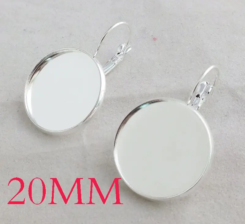 Bright silver 20mm plate & earrings blanks clips!