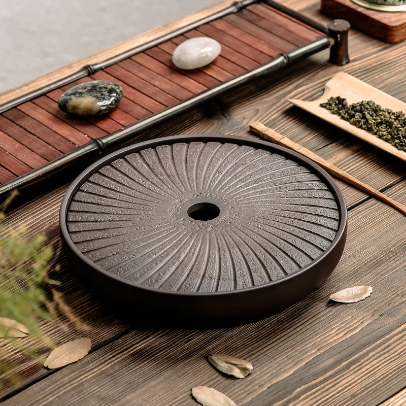  PINNY Yixing Purple Clay Round Tea Tray 20.7*20.7*4.2cm Chinese Tea Ceremony Table Hand Made Kung F