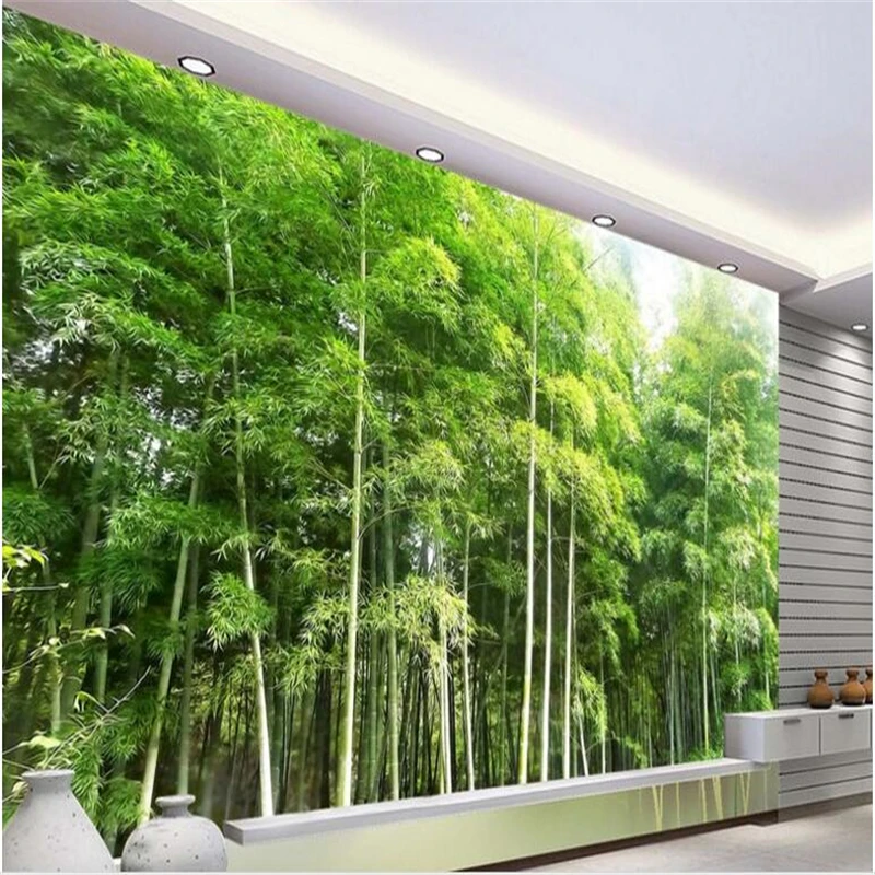 beibehang High quality bamboo forest landscape mural background wall custom non woven wallpaper 3D stereoscopic decoration