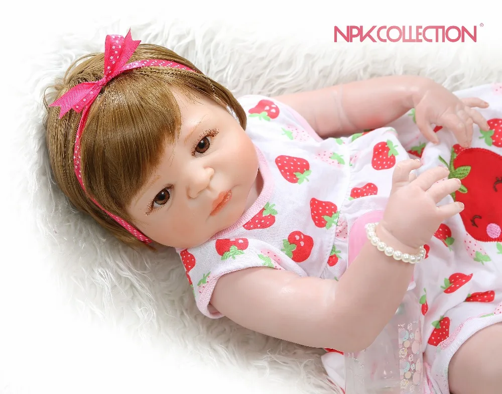 

56CM bebe doll reborn baby sweet newborn girl victoria full body silicone Bath toy hand detailed paiting pinky skin