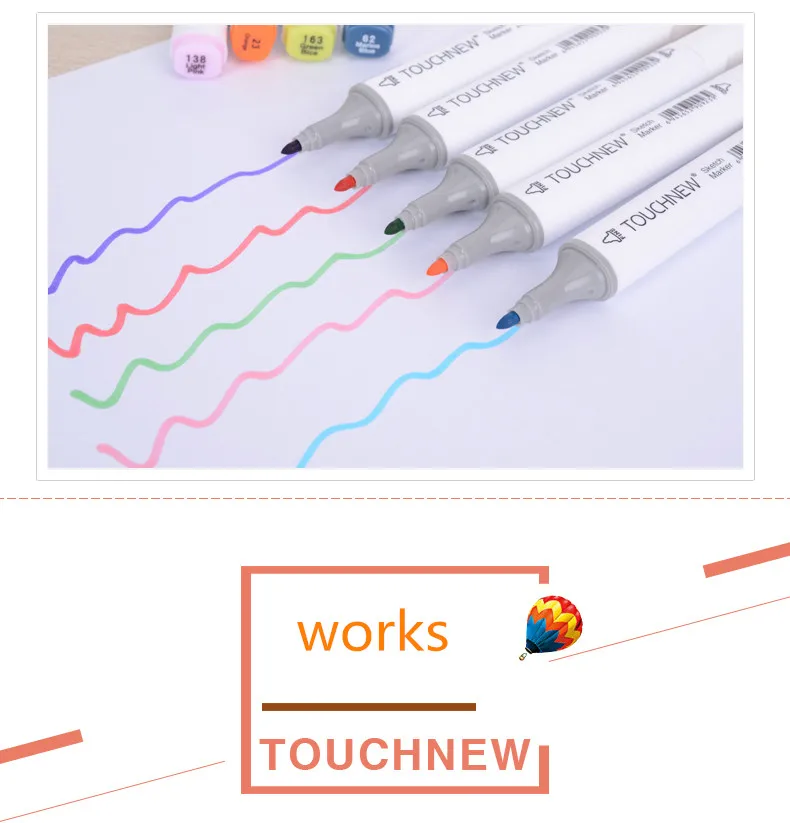 TOUCHNEW на заказ, одноцветные эскизные маркеры на спиртовой основе, двойная головка, кисть, маркеры, ручка для рисования, манга, товары для рукоделия, маркеры
