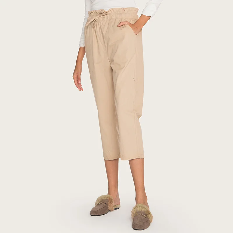 AcFirst Summer Women Fashion Khaki Black Long Loose Pants Harem Pants High Waist Calf Length Female Pants Casual Cotton AcFirst Summer Women Fashion Khaki Black Long Loose Pants Harem Pants High Waist Calf Length Female Pants Casual Cotton