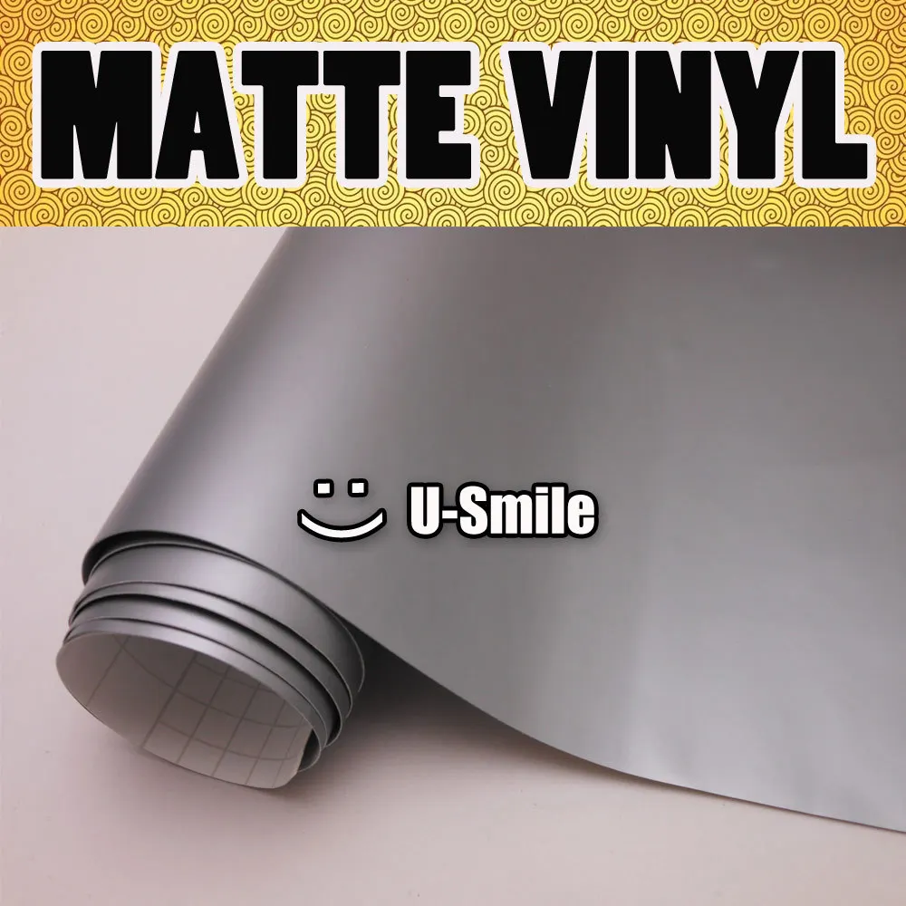 - High Quality Silver Matte Vinyl Wrap Matte Silver Vinyl Wrap Silver Matt Wrap Air Free For Car Wrapping SIze15230mRoll