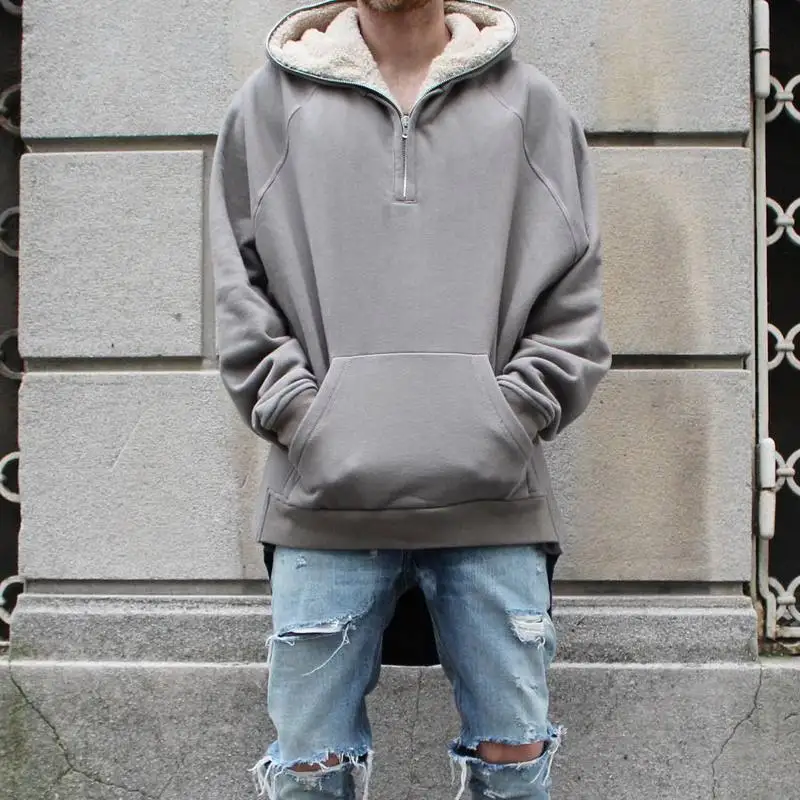 dropshipping streetwear hip hop half zip split up sherpa