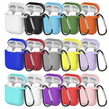 

1PCS Silicone TPU Bluetooth Wireless Earphone Case Protective Cover Skin Accessories for Apple Airpods Charging Box with Hooks