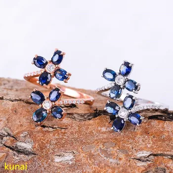

KJJEAXCMY fine jewelry 925 Silver inlaid with natural sapphire ring jewelry.