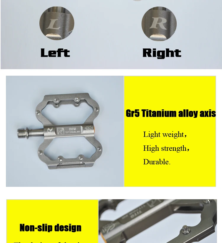 TiTo, Ультралегкая педаль, титановая, велосипедная педаль, титановый сплав, ось, велосипедные педали, MTB, Велоспорт, титановый велосипед, 1 пара, титановая педаль