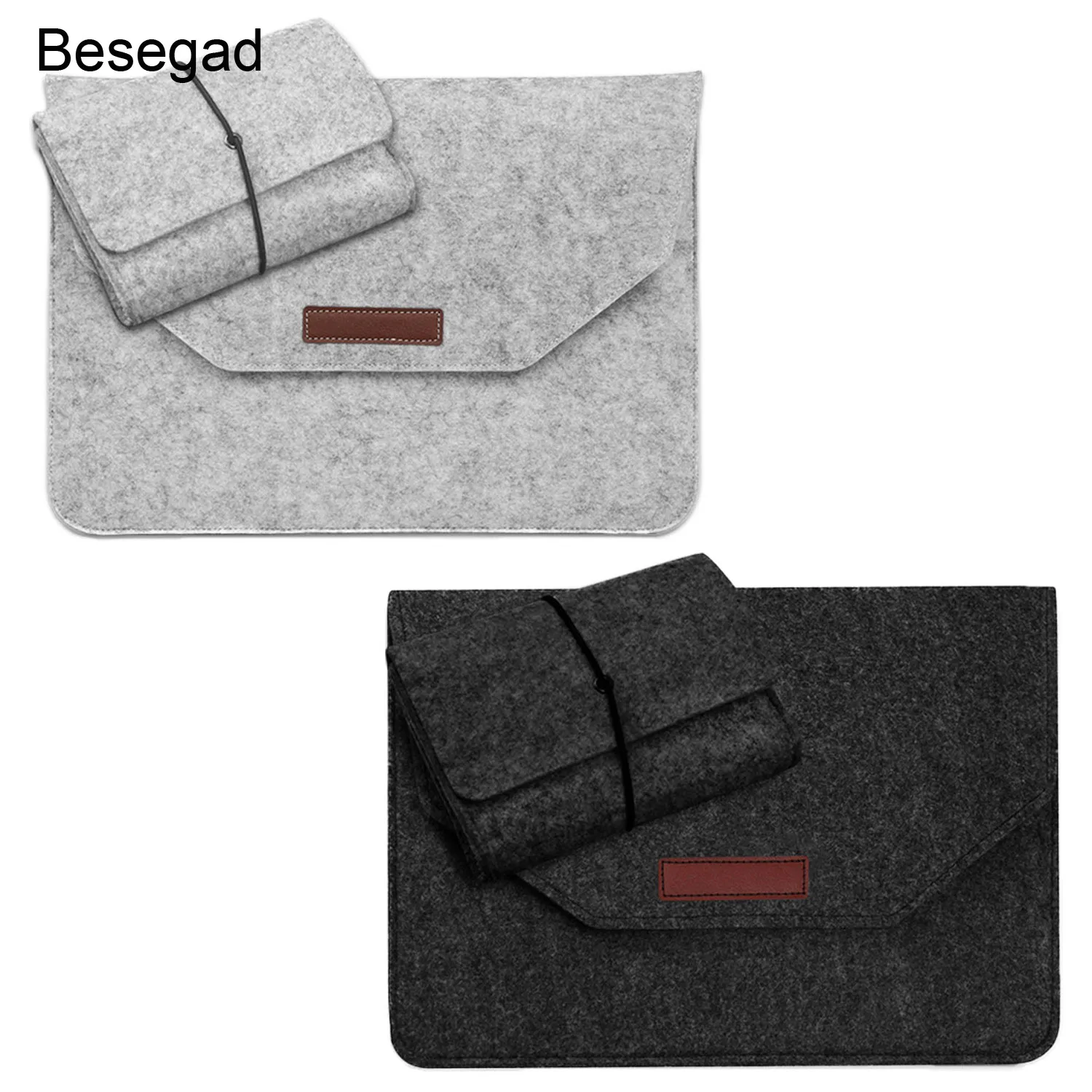 

Besegad Felt Laptop Sleeve Case Bag w/Power Adapter Pouch for Apple Macbook Mac book Ipad Pro Air Retina Samsung 12/13/15 Inch