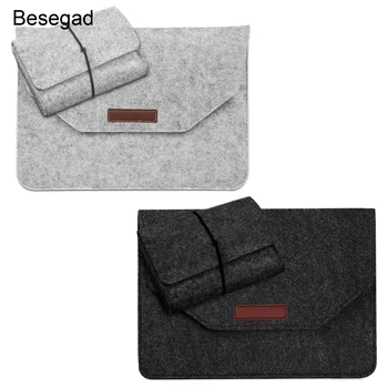 

Besegad Felt Laptop Sleeve Case Bag w/Power Adapter Pouch for Apple Macbook Mac book Ipad Pro Air Retina Samsung 12/13/15 Inch