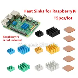 5 Наборы для ухода за кожей/15 шт. красочные Медь и радиаторы Алюминий радиаторы охлаждения комплект для Raspberry Pi 2/3 модель B/B +