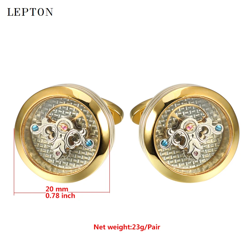 Hot Sale 24 Style Movement Tourbillon Cufflinks For Mens Jewelry Lepton Mechanical Watch Steampunk Gear Cufflink Relojes Gemelos