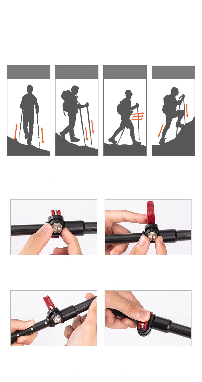 135g de Fibra de Carbono Naturehike Peso Leve Bloqueio Externo Trekking Pole 3 Seção Portátil Escalada Andando Prata Prêmio Vara Mod. 1260373 19 High Quality Esporte e Lazer