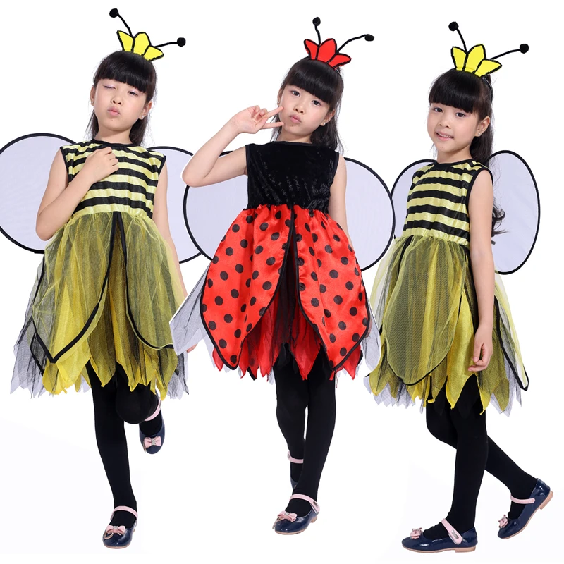 

new free shipping children's masquerade party Bee costume for girls Bee ladybug Halloween costume Pretty