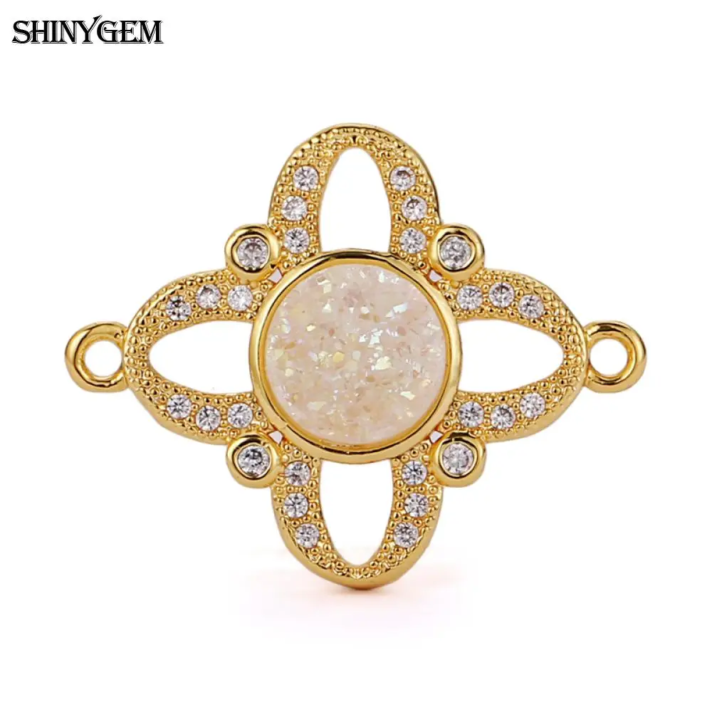 2020 SHINYGEM микро с паве драгоценными камнями ювелирные изделия фурнитура 24K