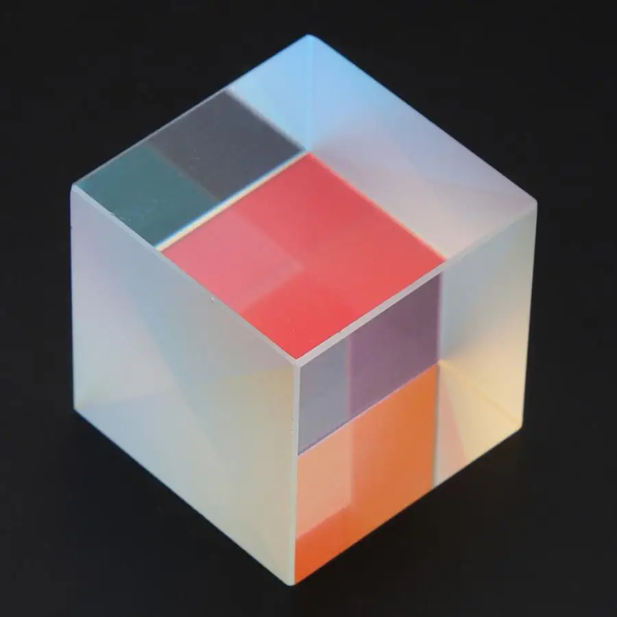 

New Glass Prism Colorful Combiner Splitter Cross Dichroic Cube Optical Glass Prism RGB Prism