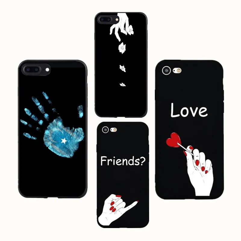 

SICOOTE Newest Letters Painted Couple Back Cover For iPhone X 8 7 6 6S 8 Plus 7 Plus 5 5S SE Funny Black Phone Case Bag