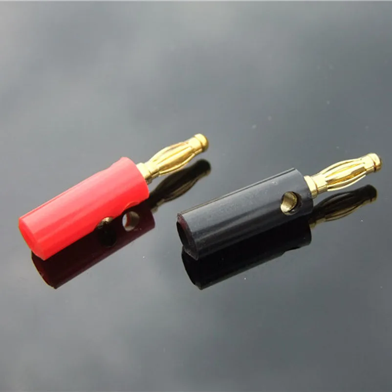 Красная/черная 4 мм вилка типа банан позолоченная фонариковая клемма для