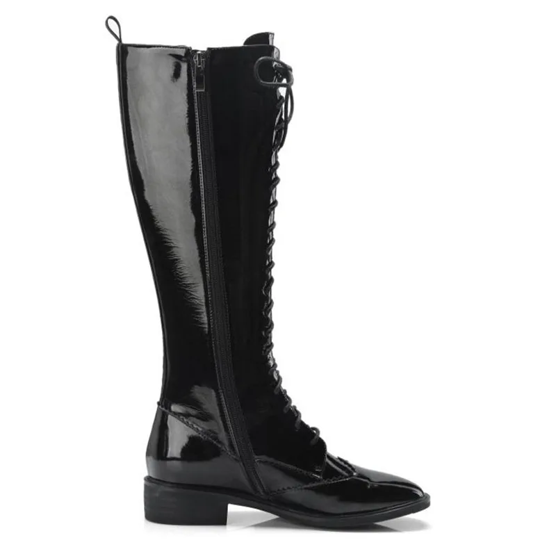 Rizabina Größe 39 Strap Kniehohe Wohnungen Beige Reiten Cross Zipper 34 schwarzes Spitze Für Frauen Stiefel Up Winter Fashion Schuhe a4rwBaq6