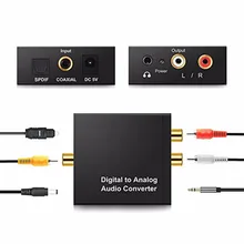 Digital to Analog Audio Converter Amplifier Decoder Optical Fiber Coaxial Signal to Analog Stereo Audio Adapter 3.5MM Jack 2*RCA
